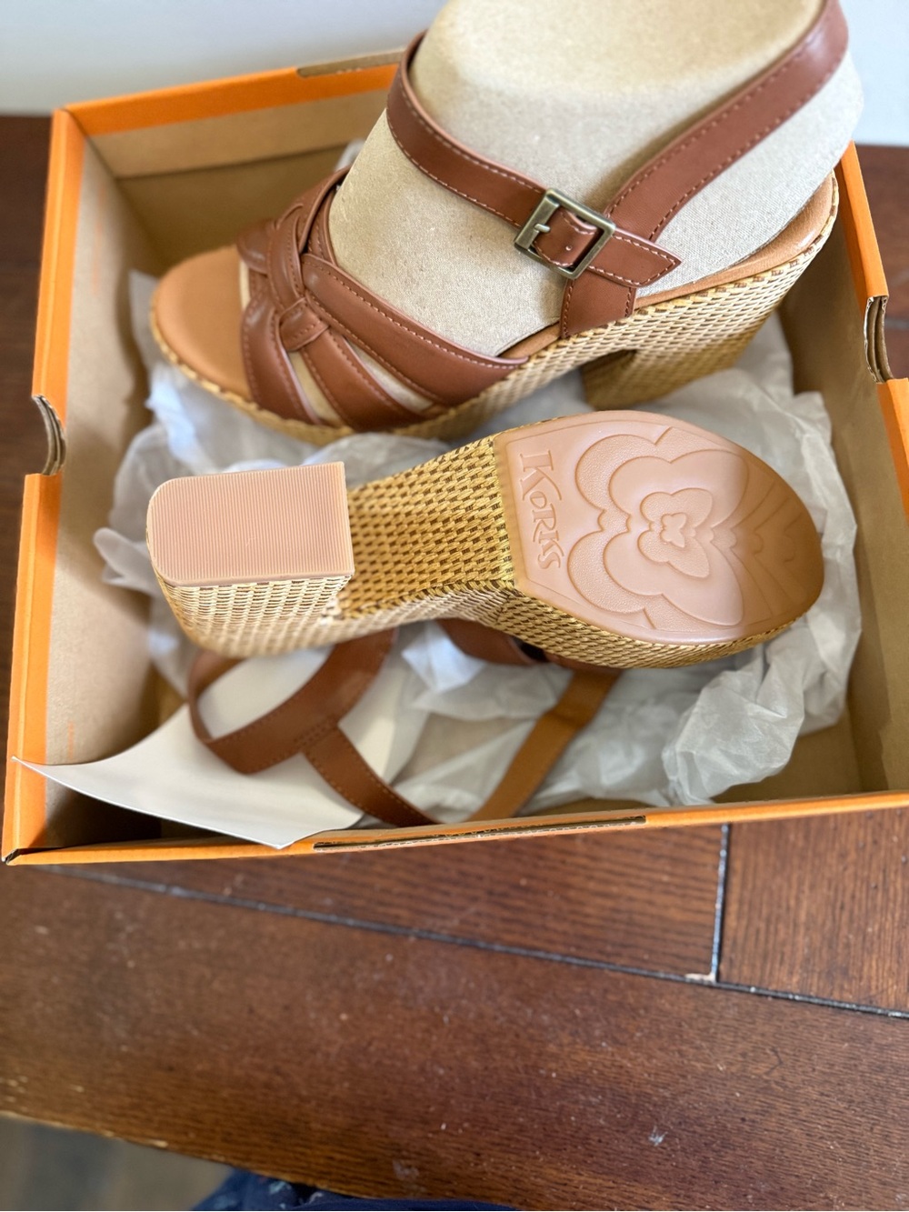 Korks Dee Brown Woven Platform Heeled Sandal - 11 NEW - Picture 4 of 6